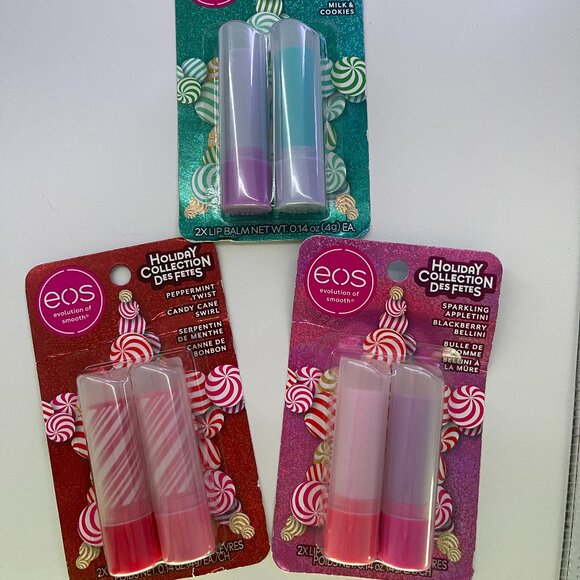 EOS Holiday Collection Sparkling Appletini /Peppermint Twist / Ice LIP BALMS 2P - Picture 1 of 5